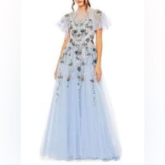 Mac Duggal Light Blue Embellished Maxi Dress - Picture 1 of 9
